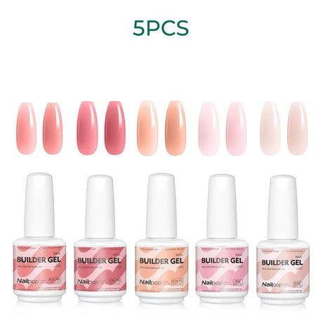 Nailpop 15ml Builder Gel Nail Polish for Nail Apex & Extension Strengthener Upgraded Soak Off UV Gel Rhinestone Glue 4 Colors