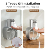 New Wall Mounted Automatic Soap Dispenser Foam Smart Hand Washing Machine 500ml Liquid Rechargeable Bathroom Induction Sensor