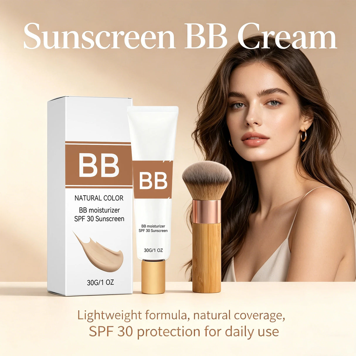 Tinted BB Cream Sunscreen SPF 30++ Full Coverage Invisible Pores Acne Brightening Nude Makeup Waterproof Facial Foundation Kit