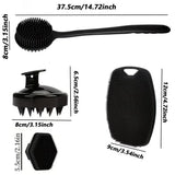 7/4/3Pcs Shower Body Care Set Long Handle Silicone Back Brush Hair Scalp Massager Exfoliate Face Roller Gua Sha Massage Tools