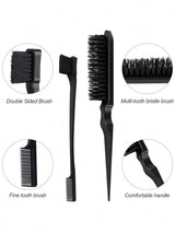 New Three-piece Hair Brush Set Sharp-tail Comb Three-row Hair Comb Steel Needle Mouse Tail Comb Toothbrush Eyebrow Brush Tool
