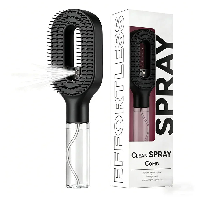 Hairbrush Sprayer Brush 2 in 1 Multi-functional Spray Bottle Comb with Water Spray Detangling Styling Salon Fluffy Modeling Comb