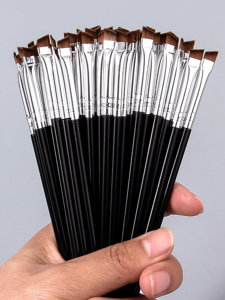 50PCS Professional Eye Brush Set, Ultra-Thin/Slanted Eyeliner/Brow/Tint Tools, Soft Synthetic Fiber Kit for Travel & Pro Artists
