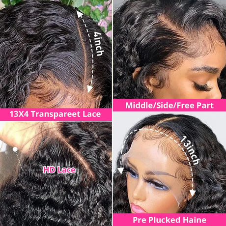 13x4 13x6 Water Wave Curly Human Hair Wig 30 Inch Lace Front Wig Human Hair Deep Wave Frontal Wig Hd Lace Wigs For Black Women