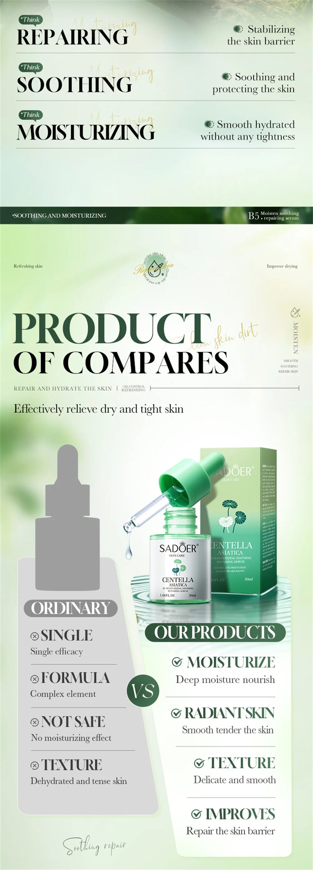 Facial Redness Repair Serum Improve Sensitive Skin Dryness Moisturizer Hydrating Sooth Lotion Removal Rosacea Korean Cosmetics