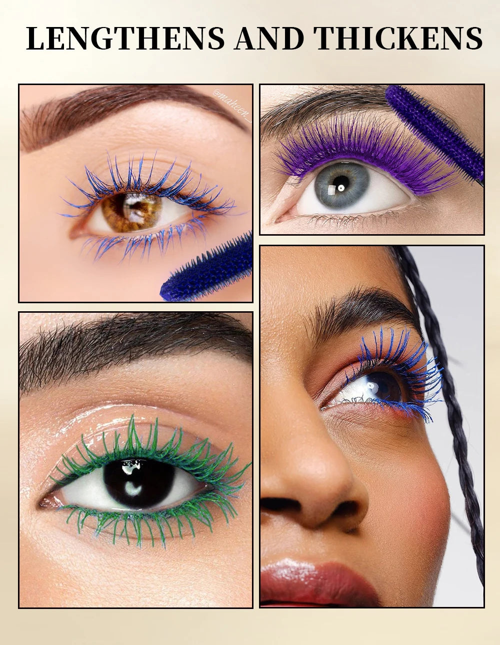 QIBEST 4D Silk Fiber Eyelash Mascara Waterproof Colorful Mascara For Eyelash Extension Thick Lift Lengthening Lasting Makeup