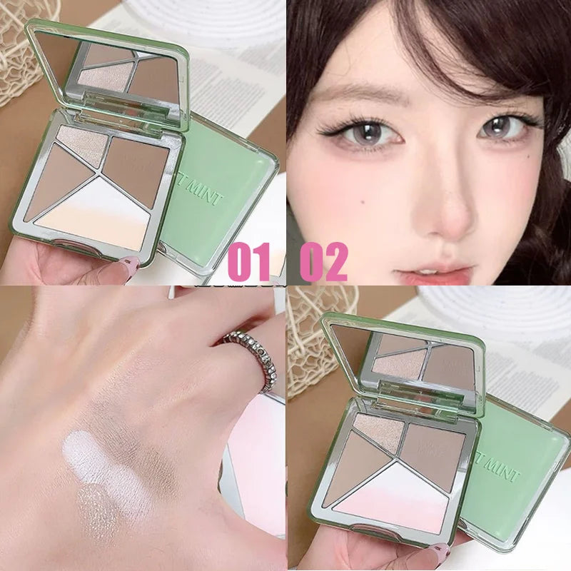 All-in-One Contour Palette Makeup Pearlescent Highlighter&Matte Nose Shadow Shimmer Sculpt&Define Beauty Natural Finish Cosmetic