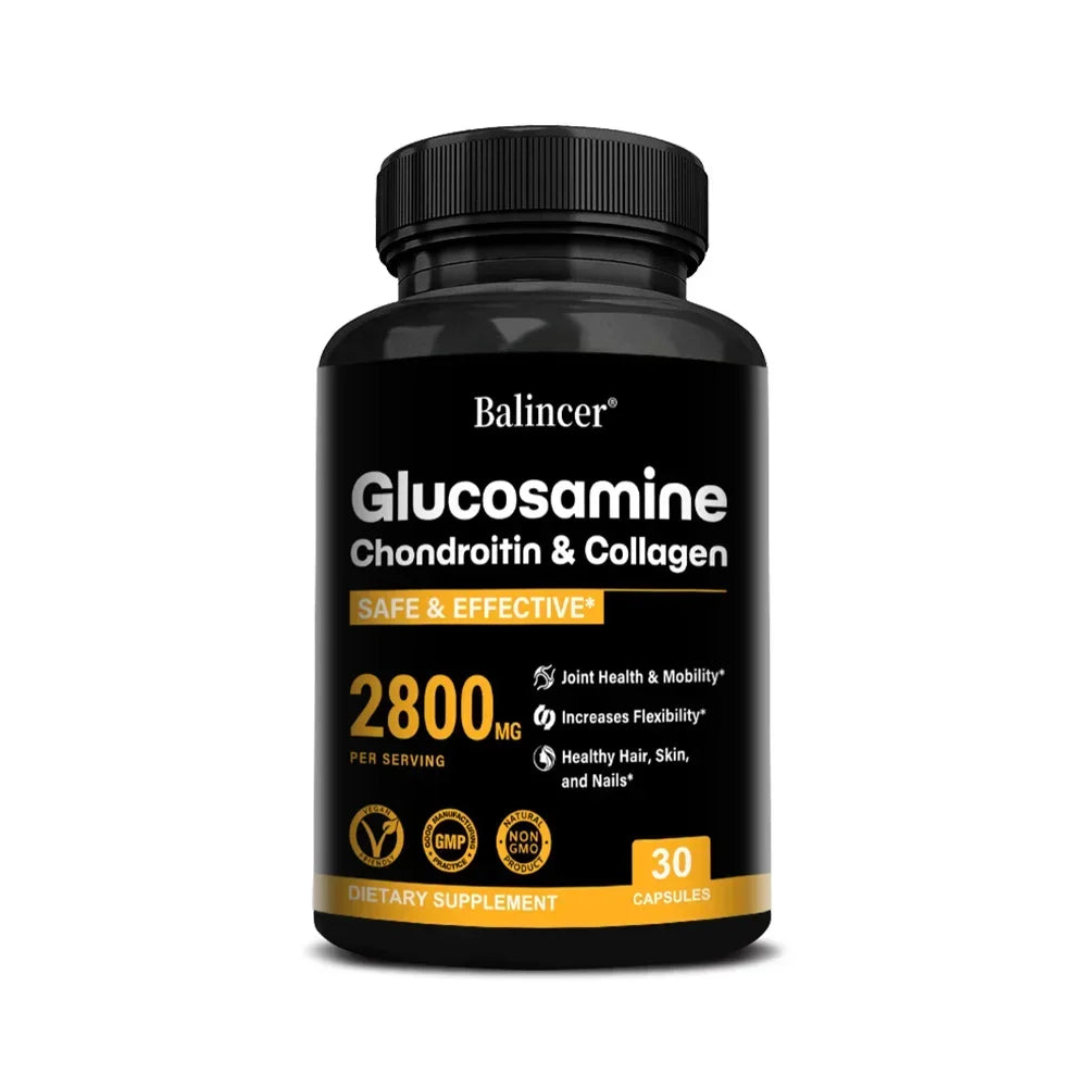 Glucosamine Chondroitin MSM Capsules, Joint Support Supplement, Support Cartilage Flexibility Bone Strength & Hair Skin Nail