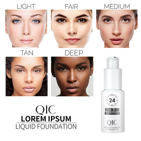 QIC 30ML Foundation Color Changing Makeup Base Nude Face Full Cover Matte Concealer Long Lasting Make Up Liquid Foundation Cream