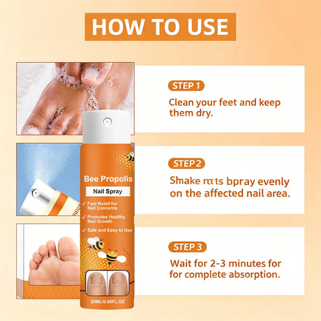 Bee Venom Nail Soothing Spray Nail Repair Treatment for Damaged&Discolored Toenail Moisturizing Nourishing Care for Brittle Nail