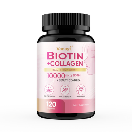Biotin Collagen - Nourishes The Skin, Slows Down Aging, Promotes Healthy Hair, Strong Nails, and Improves Intestinal Digestion 120 Capsules