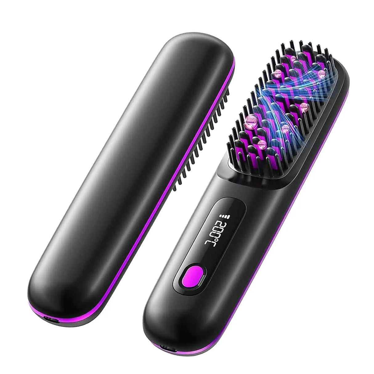 USB Charging Portable Hair Straightener Brush, Cordless Straightening Comb LED Display & Ceramic Coating, Ionic Technology