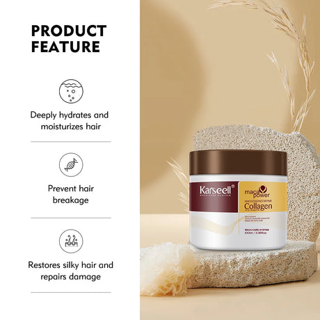 Karseell 100ML Collagen Hair Mask Deep Repair Damage Argan Oil Collagen Hair Treatment  Prevent Hair Breakage for All Hair Types