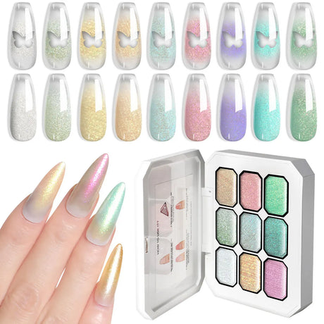 LIMEGIRL 9 Color Gradient Painting Gel Nail Art Design DIY Solid Gel Nail Polish Quickly Carved Petal Nail Painting Gel