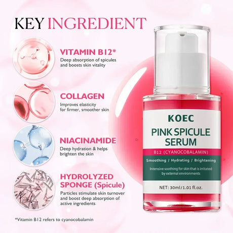 Pink Spicule Pore Tightening Anti-Aging Serum,ull Hydrating Protecting Skin Bright Revitalizing Unisex Essence