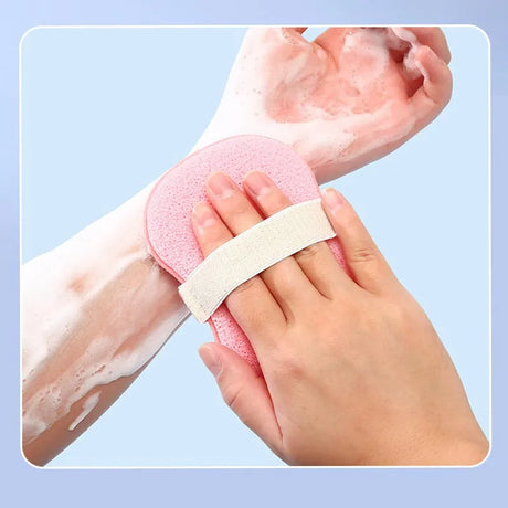 1 Pack Elastic Soap Dish with Loofah Bath Sponge, Non‑Slip Exfoliating Storage Holder, Adjustable Lanyard for Bathtub & Shower,