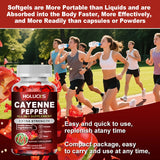 Cayenne Pepper Capsules, with Vitamin D3 K2, Blood Circulation, Promote Digestion, Boost Metabolism, Support Joint, Bone Health