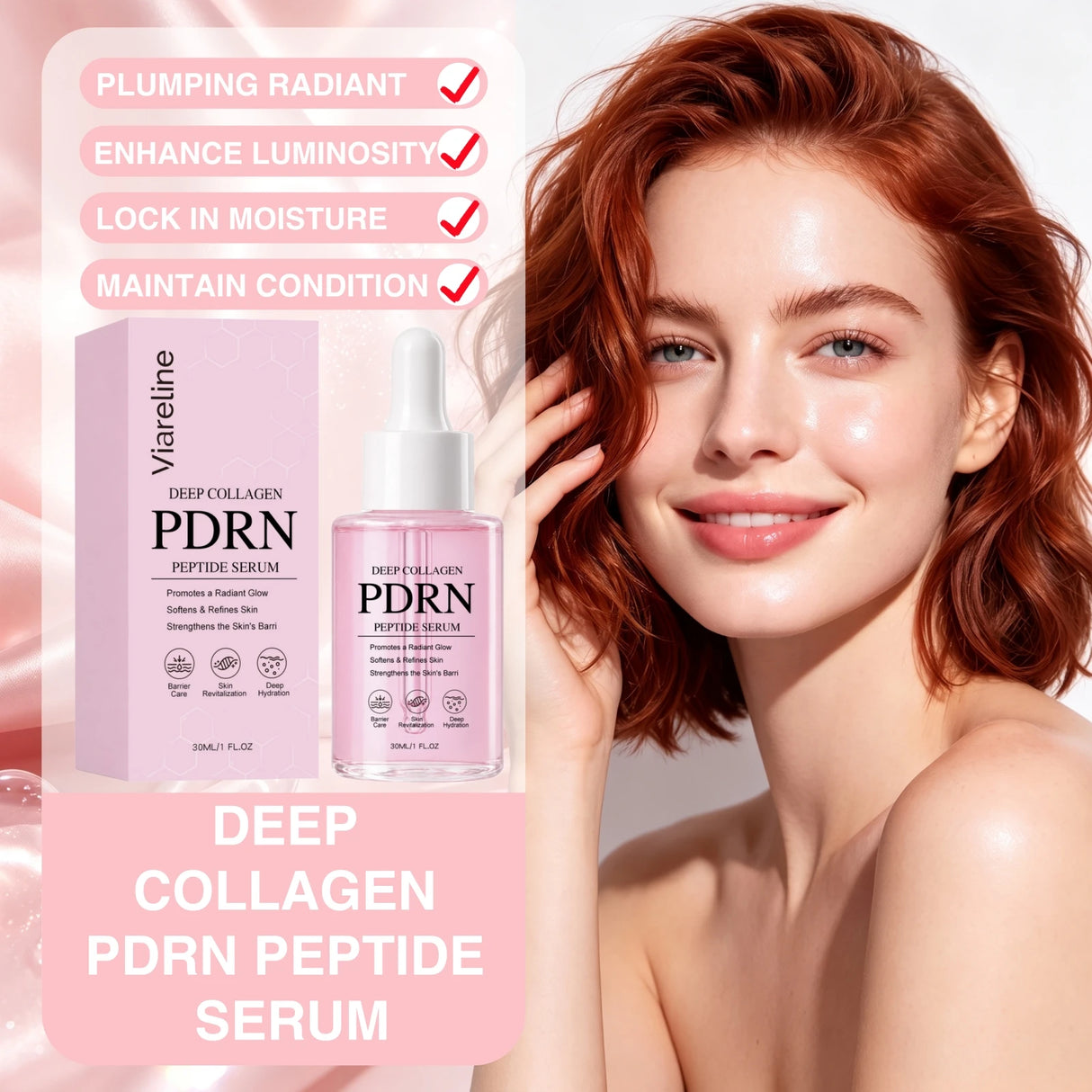 Collagen PDRN Peptide Serum For Barrier Repair Hydrating Revitalizing Anti Aging Formula Brightening Face Glow Treatment Essence