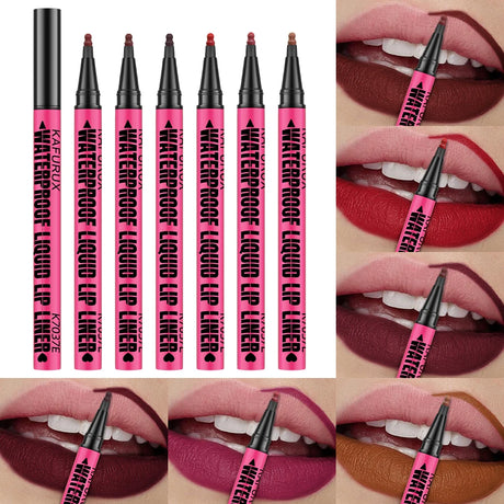 Lip Liner Waterproof, Sweatproof, Matte Multi-color Correcting Liquid Lipstick Pen Sexy Red Brown Lip Makeup for Women Gifts