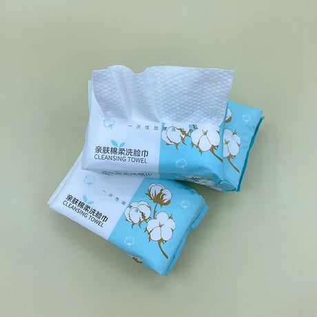 100PCS Natural Disposable Face Towel Travel Facial Cleansing Wet And Dry Makeup Remover Pearl Cotton Soft Makeup Nonwoven Towel