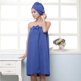 Women Bath Towel Microfiber Fabric Beach Towel Soft Wrap Women Bath Skirt Dry Hair Cap Set Super Absorbent Home For Bathroom