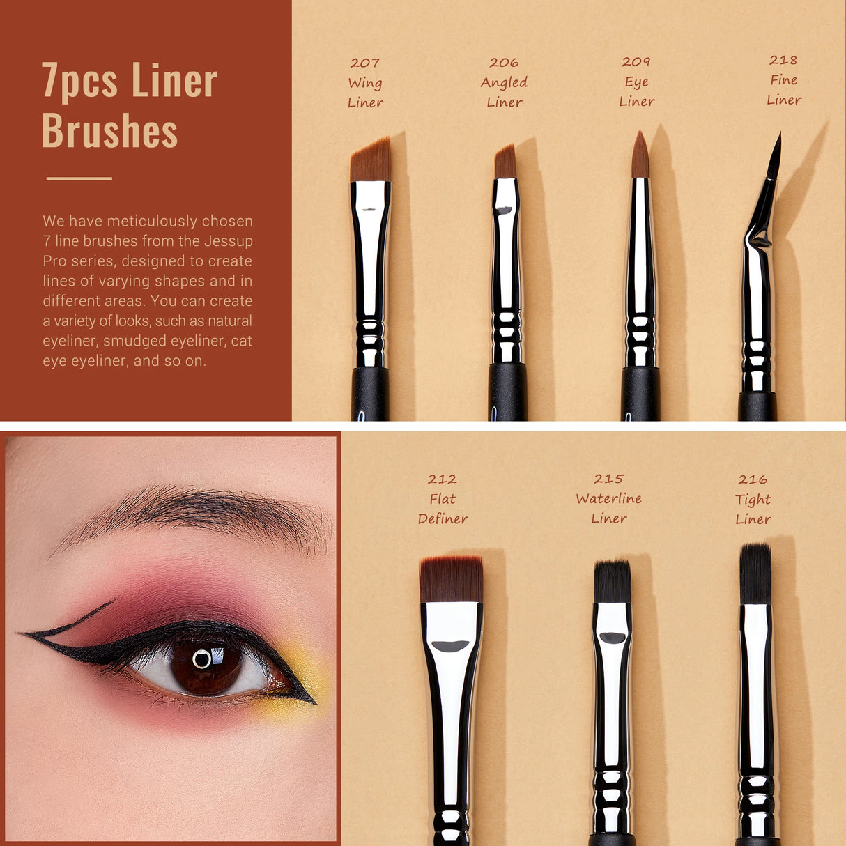 Jessup Eye Makeup Brushes Set,Professional Makeup Brush,Synthetic Eye Blending Brush Eyeshadow Brush Eyebrow Crease Shader T341