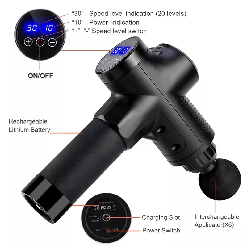 Massager Body Neck Back Deep Tissue Muscle Relaxation Pain Relief Fitness Fascial Massage Gun Electric Percussion Pistol