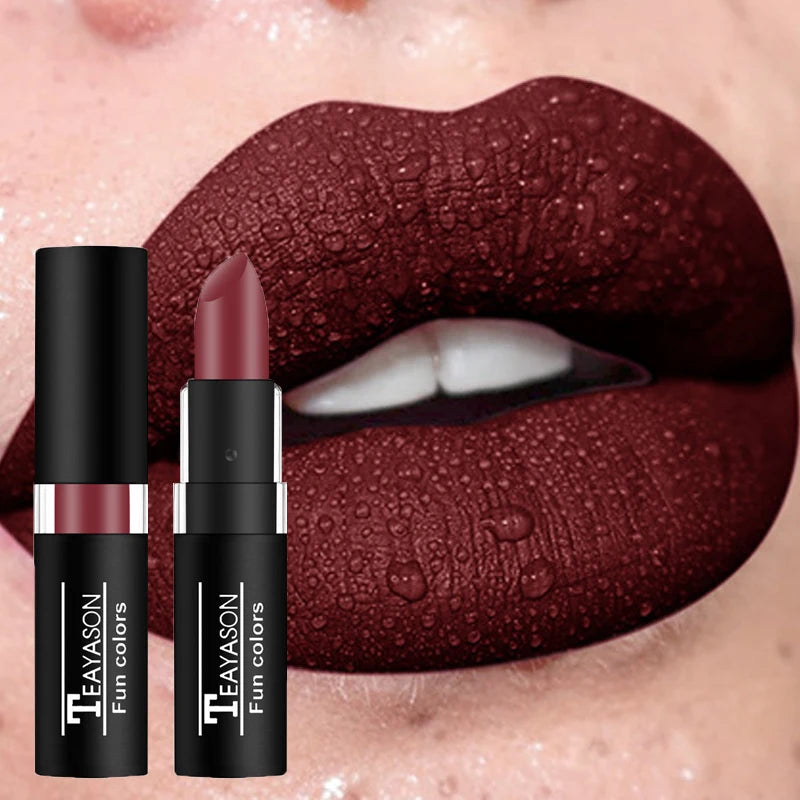 Punk Dark Wine Red Lipsticks Waterproof Easy To Color Makeup Sexy Red Lipstick Matte White Black Lip Gloss Facial Body Painting