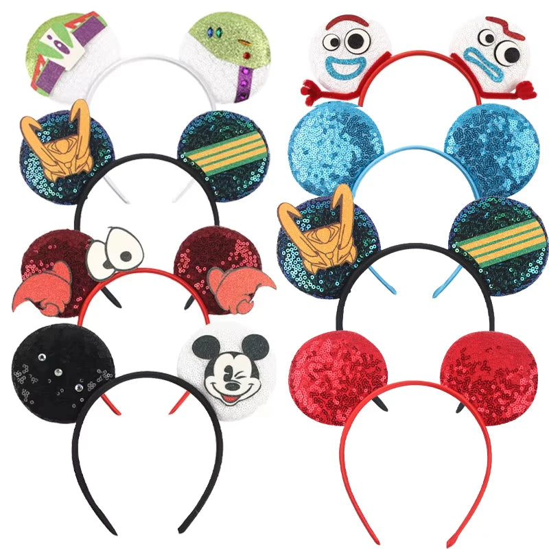 Newest Festival Party Cosplay Mouse Ears Headband 3.3" Ears Glitter Hairband Without Bow For Boys DIY Cartoon Hair Accessories