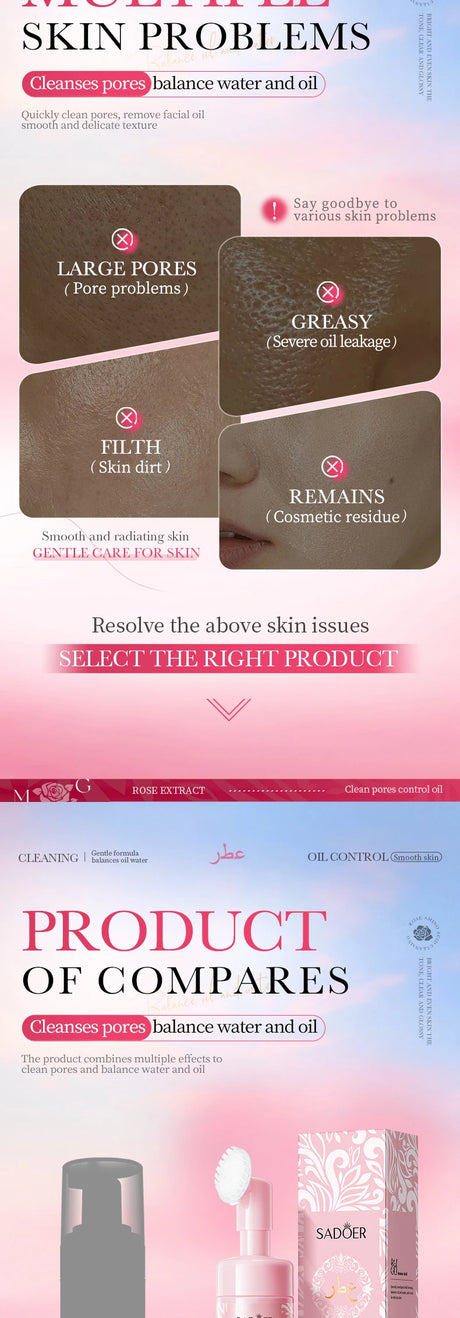 SADOER Vitamin C Facial Cleanser Deep Cleansing Face Wash Foam Moisturizing Whitening Face Wash Massage Cleansing Foam Skin Care