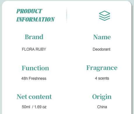 1 PC Flora Ruby Light Green Series Deodorant Roll On w omen's and men all-purpose   Deodorant Roll Aluminum Free easy to carry a