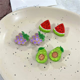 2Pcs/Lot Summer Style Women Hair Accessories New Mini Fruit Gripper Cute Strawberry Watermelon Imitation Fruit Shaped Hair Clips