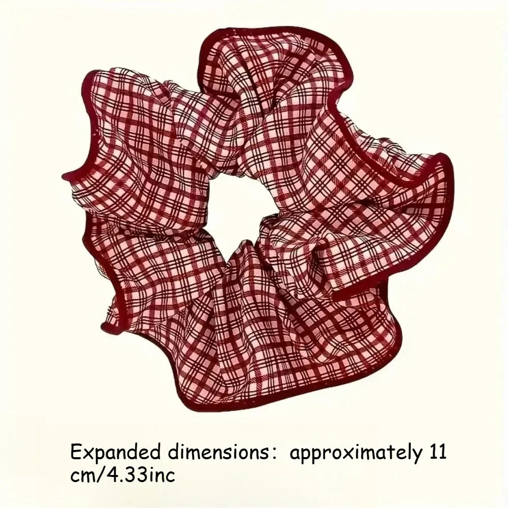 2/3pcs High End Red Cute Dot Plaid Scrunchies for Women Girls Soft Elastic Hair Ties Gentle Hair Bands Fashion Hair Accessories