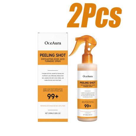 Exfoliating Kojic Acid Turmeric Spray Gently Peeling Solution Hydrating Skin Brightening Mist for Smooth Skin Back & Foot Care