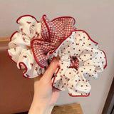 2/3pcs High End Red Cute Dot Plaid Scrunchies for Women Girls Soft Elastic Hair Ties Gentle Hair Bands Fashion Hair Accessories