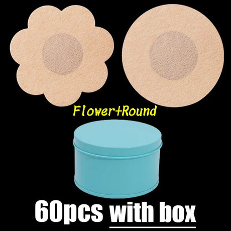 60pcs/box Nipple Cover Stickers Women Breast Lift Tape Pasties Invisible Self-Adhesive Disposable Bra Padding Chest Paste Patch