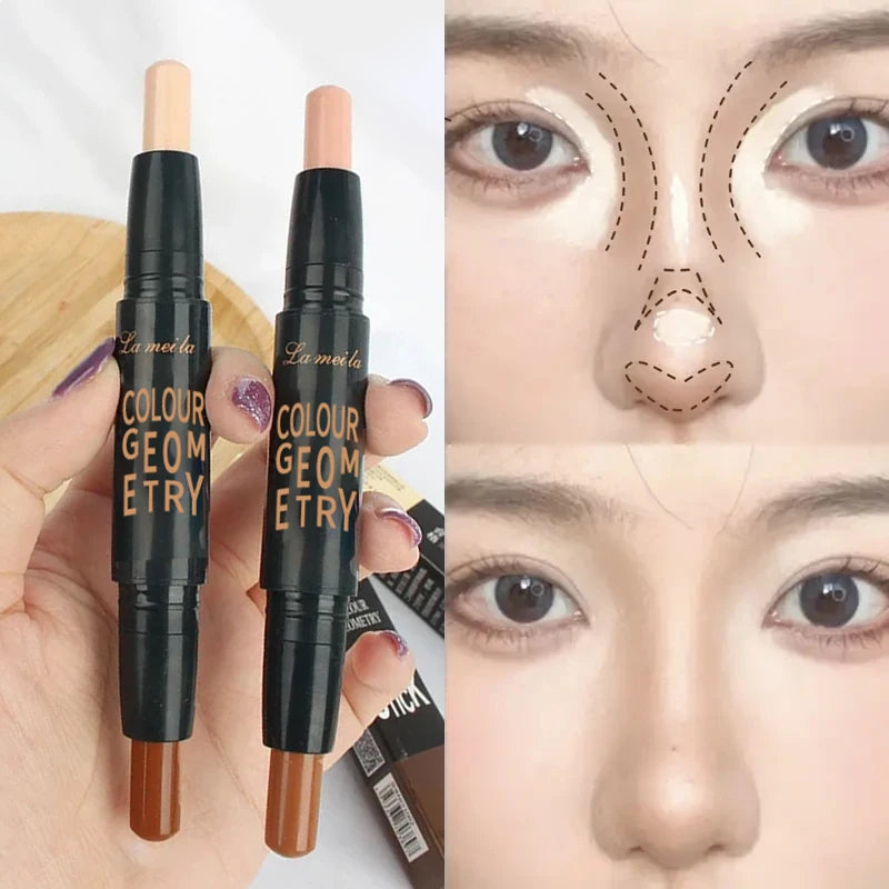 Dual-ended contour stick, facial foundation, concealer, long-lasting dark circles, correcting contour concealer, makeup